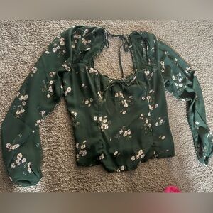 Abercrombie & Fitch Dark Green Floral Blouse